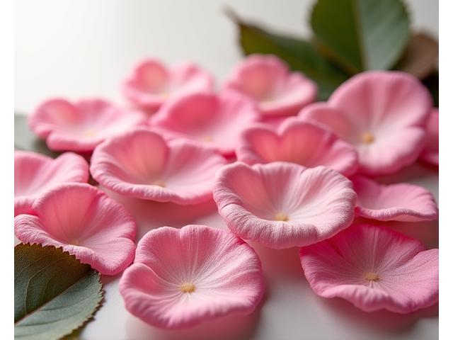 Primer plano de pétalos de rosa sobre cosméticos