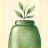 Icono de una botella de cosmético con una hoja, simbolizando el envasado sostenible